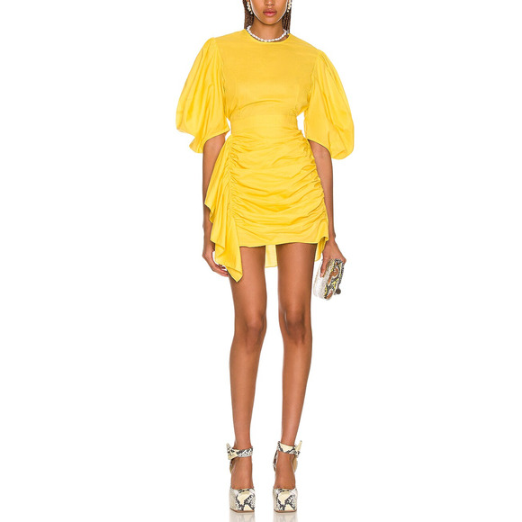 Rhode 'Pia' Yellow Puff Sleeve Dress Size M - Picture 1 of 5